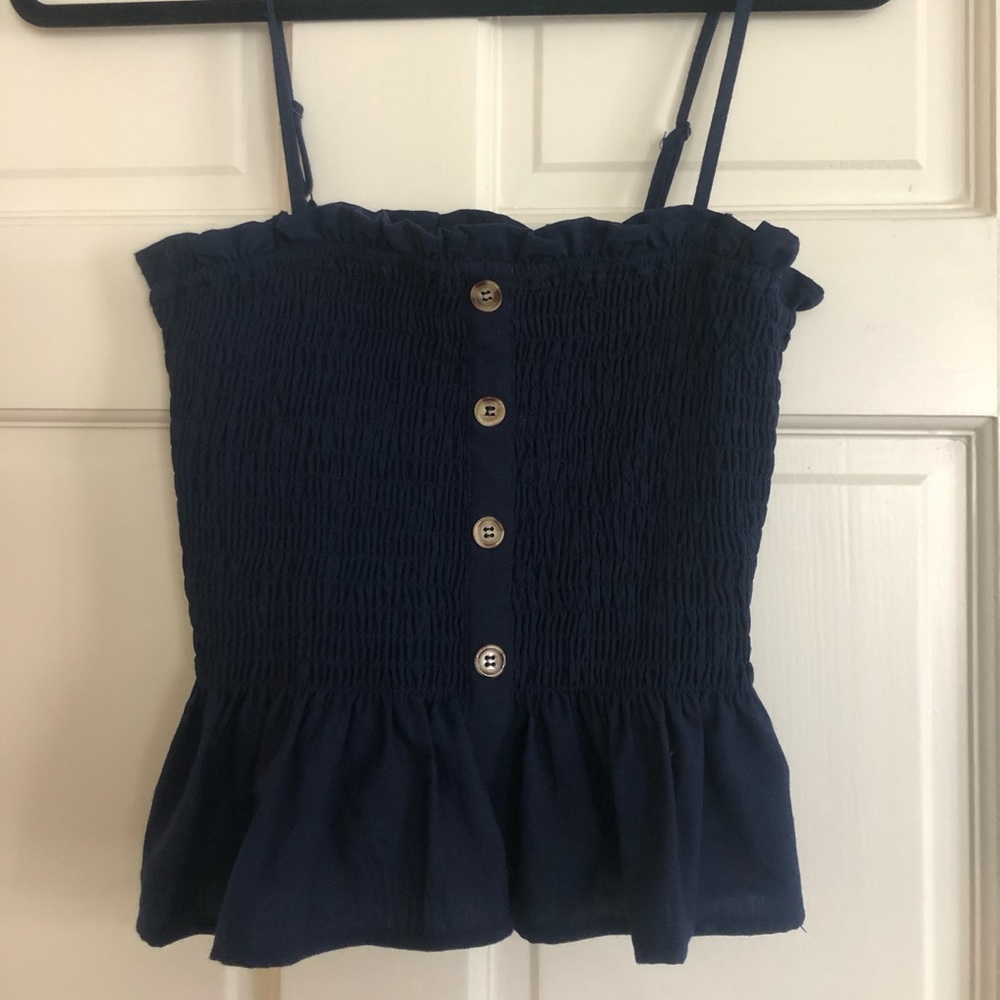 Navy blue crop peplum top